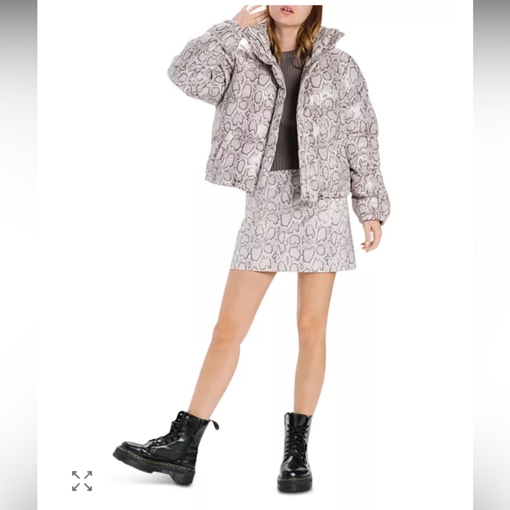 En Saison Snake Print Faux Leather Mini Skirt